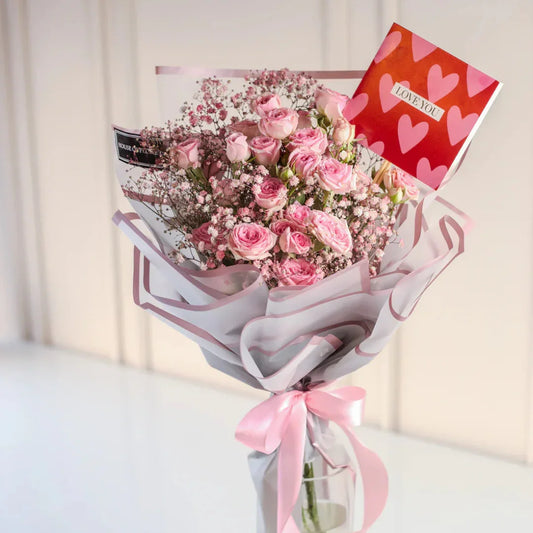 Gentle Bloom pink rose bouquet by Flower House