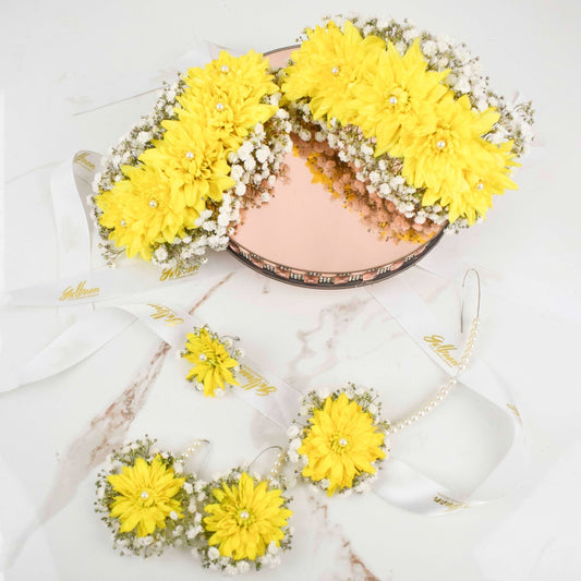 Yellow Floral Jewelry Set Flower House