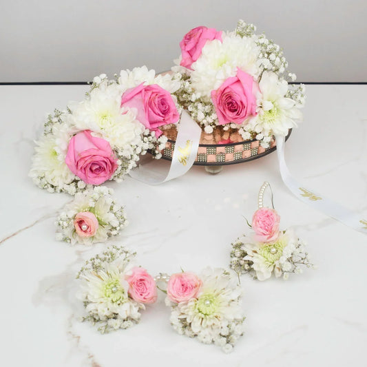 Pink and White Floral Jewelry Set Flower House