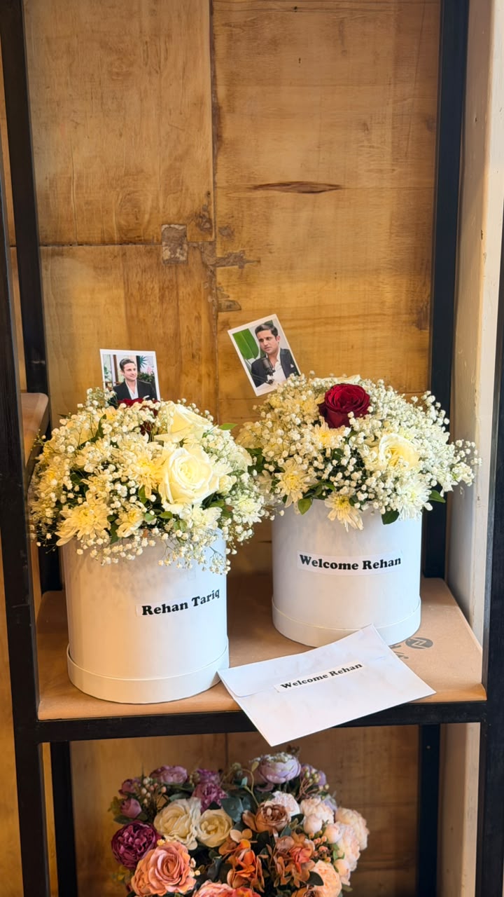 Elegant personalized flower box arrangement with custom name
